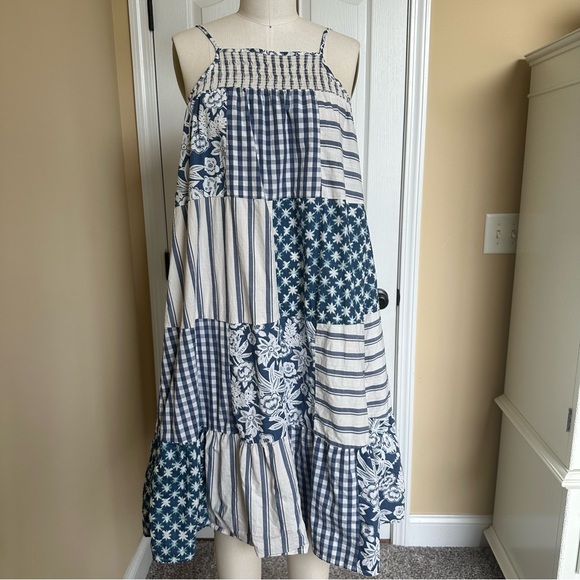 Cat & Jack Other - Cat & Jack Girl's Sleeveless Blue and White Patchwork Dress Size 14/16 XL